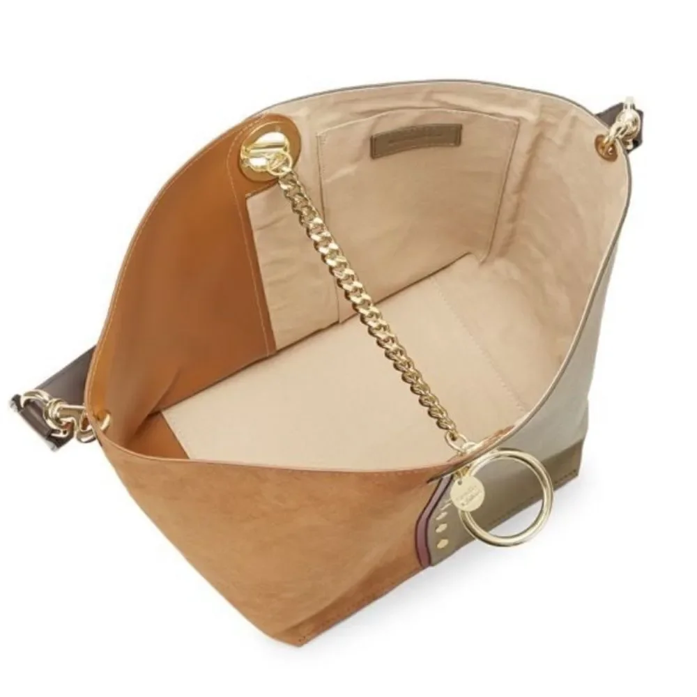 See by Chloe Gaia Colorblocked Suede Leather Oversized Hobo Bag in Sienna - Picture 2 of 16